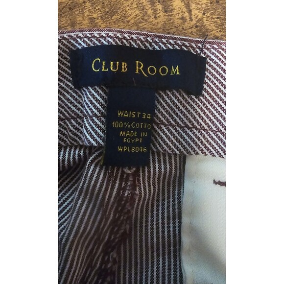 Club Room Casual Shorts Burgundy White Striped Seersucker Mid Length Men's 34 - Picture 6 of 9